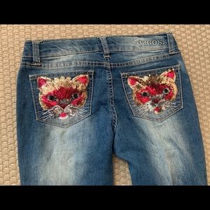 Girl’s Vigoss Denim Jeans Size 10 Kitty Cat Sequin